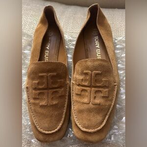 Tory Burch Suede Leather Logo Loafers SZ 6.5